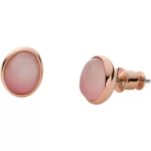 Agnethe Rose-Tone Stainless Steel Mother of Pearl Stud Earrings