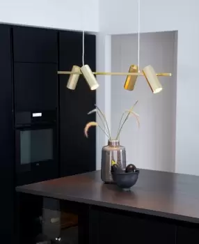 Alanis Indoor Dining Kitchen 4-Pendant Ceiling Light in Brass (Length) 90cm