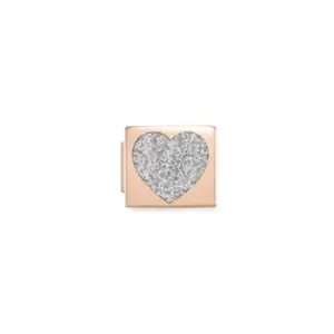 Classic Glam Enamel Heart Silver Glitter Link Charm 230203/01