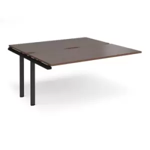 Bench Desk Add On Rectangular Desk 1600mm With Sliding Tops Walnut Tops With Black Frames 1600mm Depth Adapt
