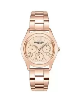 Kenneth Cole Ladies Rose Gold Stainless Steel Bracelet Watch, Rose Gold, Women