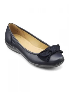 Hotter Jewel Bow Front Ballerina Shoes Midnight Blue
