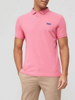 Superdry Classic Pique Short Sleeve Polo Shirt - Pink Size M Men