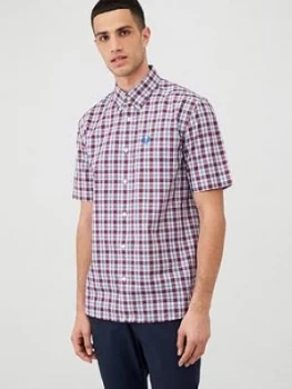 Fred Perry Checked Shirt - Red, Port, Size L, Men