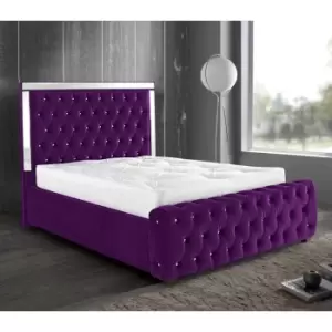 Elegance Mirrored Bed Single Plush Velvet Purple