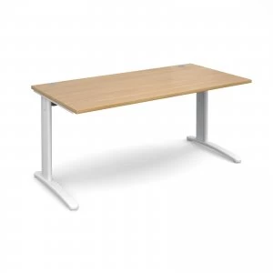 TR10 Straight Desk 1600mm x 800mm - White Frame Oak Top