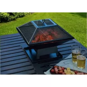 Groundlevel Portable Firepit w/ BBQ Grill - Black