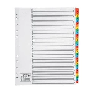 5 Star Office Maxi Index Extra wide 150gsm Card with Coloured Mylar Tabs 1 31 A4 White