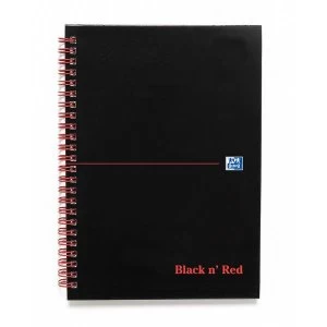 Black n Red A5 Matt Hardback Wirebound Notebook 90gm2 140 Pages Ruled with Margin Black Pack of 5