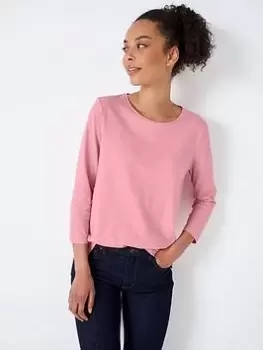Crew Clothing Long Sleeve Perfect Slub T-Shirt -pink, Pink, Size 14, Women