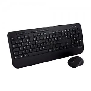V7 CKW300DE Full Size/Palm Rest German QWERTZ - Black Professional Wireless Keyboard and Mouse Combo DE Multimedia Keyboard 6-button mouse