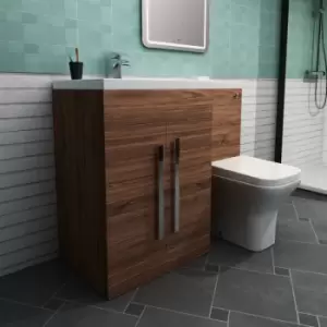 Aquariss - Calm Walnut Left Hand Combination Vanity Unit Set with Toilet