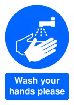 Extra Value A5 Self Adhesive Instruction Sign - Wash Hands