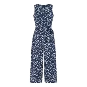 Mela London Navy Blotch Print Culotte Jumpsuit - Blue