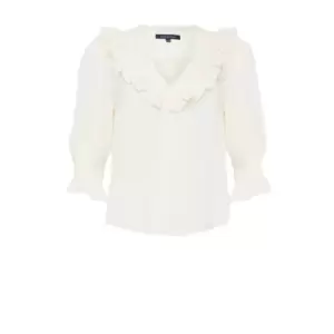 French Connection Crepe Light Ruffle Blouse - White