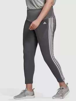 adidas 3 Stripes 7/8 Leggings - Plus Size - Dark Grey Heather, Size 2X, Women
