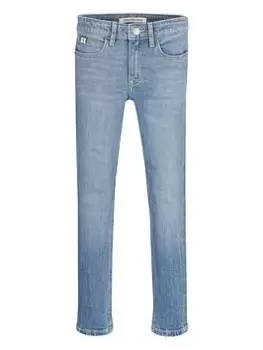 Calvin Klein Jeans Girls Skinny Mid Rise Jeans - Mid Blue Size Age: 12 Years, Women