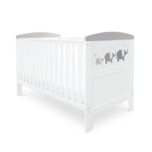 Ickle Bubba Coleby Style Cot Bed Elephant Love Grey