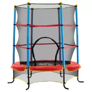 HOMCOM 5.4FT/65" Kids Trampoline with Enclosure Net Built-in Zipper Safety Pad Indoor Outdoor for Children Toddler Age 3-6 Years Old