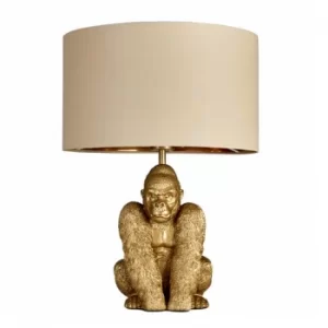 King Gorilla Table Lamp in Gold with Beige and Gold Reni Shade