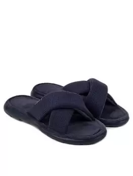 TOTES Iso-flex Waffle Slider With Memory Foam, Navy, Size 4, Women