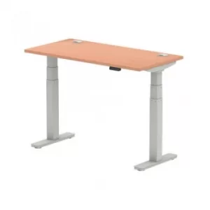 Air 1200/600 Beech Height Adjustable Desk with Cable Ports with Silver Legs