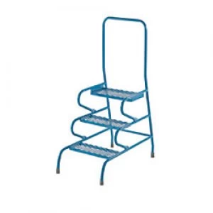 FORT Stable Step Ladder with Painted Handrail 3 Steps Blue Capacity: 150 kg