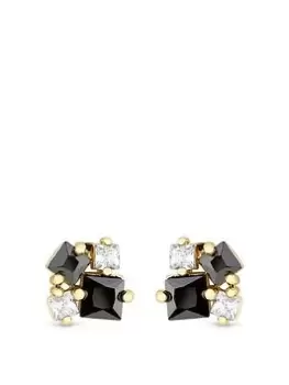 Jon Richard Gold Plated And Jet Mixed Stone Stud Earrings