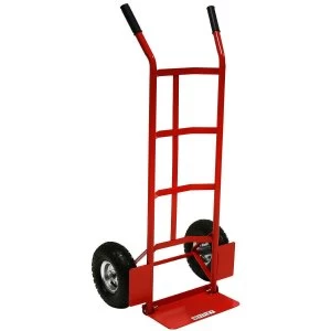 Charles Bentley 200kg Sack Truck Heavy Duty Foldable Toe Plate Hand Trolley - Red