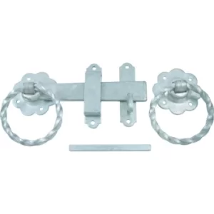 150MM Twisted Ring Handle Gate Latch Set Galvanised