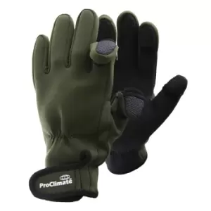 Floso Mens Neoprene Fishing Gloves (Lightweight Waterproof) (S/M) (Green)