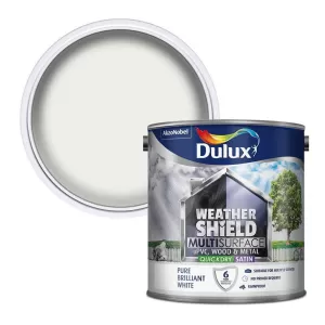 Dulux Weathershield Multi Surface Quick Dry Pure Brilliant White Satin Paint 2.5L
