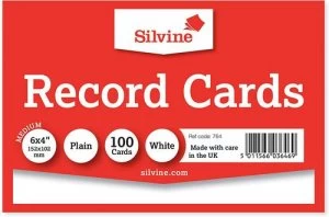 Value Record Cards 152x102mm Plain White Pack100