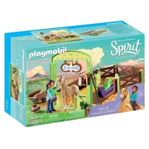 Playmobil Dreamworks Spirit PRU & Chica Linda with Horse Stall