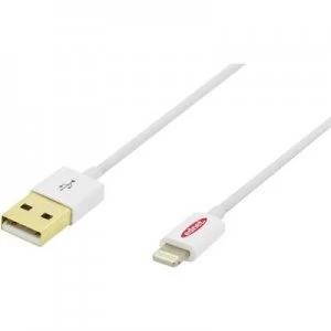 ednet iPad/iPhone/iPod Charger lead/Data cable [1x USB 2.0 connector A - 1x Apple Dock lightning plug] 1m White