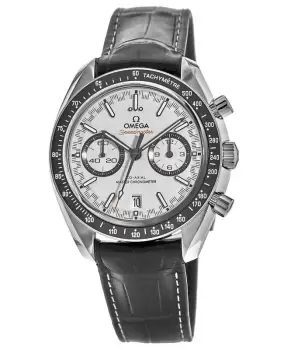 Omega Speedmaster Racing Chronometer White Chronograph Black Leather Strap Mens Watch 329.33.44.51.04.001 329.33.44.51.04.001