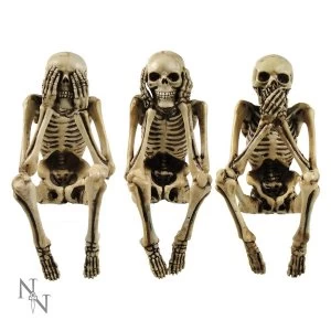 Three Wise Skeleton Shelf Sitting Figurines