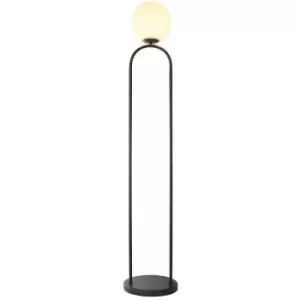 Directory Motif 1 Light Floor Lamp Matt Black, Matt Opal Glass - Endon