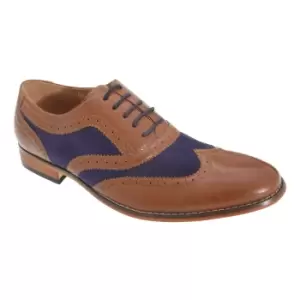 Goor Mens 5 Eye Brogue Oxford Shoes (8 UK) (Tan/Navy)