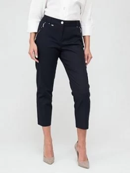 Wallis Cotton Crop Trouser - Navy, Size 14, Women