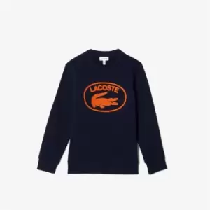 Kids' Lacoste Contrast Branded Colour-block Sweatshirt Size 5 yrs Navy Blue