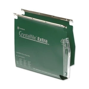 Rexel Crystalfile Extra 275 30mm Polypropylene Square Base Lateral File Green Pack of 25