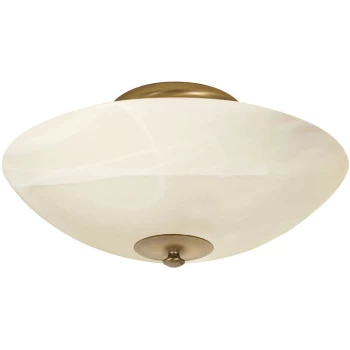 Sienna Lighting - Sienna Capric Bowl Semi Flush Ceiling Light Bronze Brushed, Glass Ivory Alabaster White