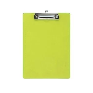 5 Star Office Clipboard Solid Plastic Durable with Rounded Corners A4 Lime Green