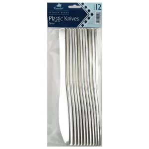 Essential Silver Plastic Knives - 12 Pack