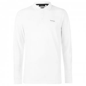 Pierre Cardin Plain Long Sleeve Polo Shirt Mens - White