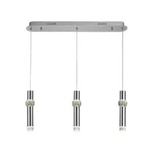 3 Light Linear Ceiling Pendant, 3 x 5W LED, 3000K, 304lm, Polished Chrome - Luminosa Lighting