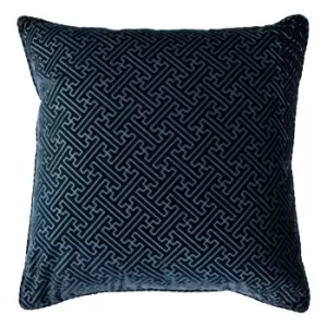 Florence Embossed Velvet Cushion Navy, Navy / 55 x 55cm / Feather Filled
