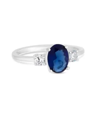 Simply Silver Blue Tri Stone Ring