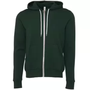 Bella + Canvas Adults Unisex Full Zip Hoodie (M) (Forest Green)